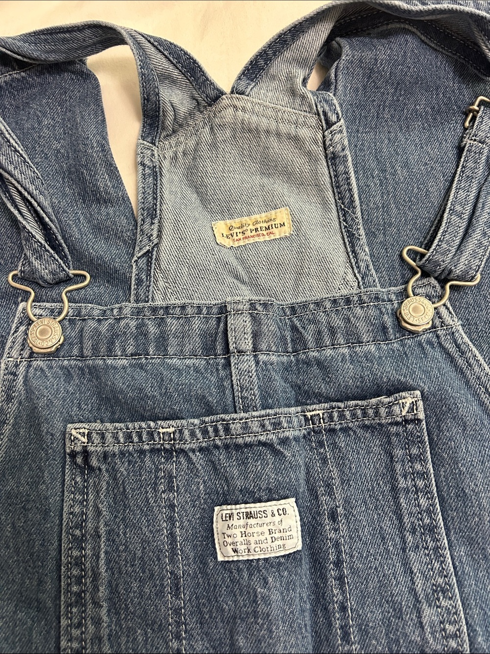 Levi's Blue Denim Women's Cropped Wide Leg Overalls - Picture 2 of 4
